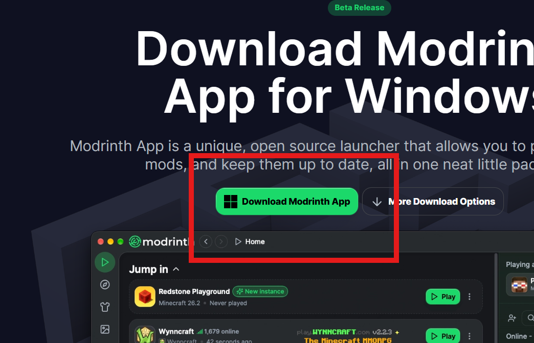 Download Modrinth App Button