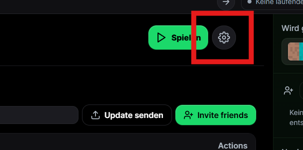 Zahnrad-Button neben Spielen